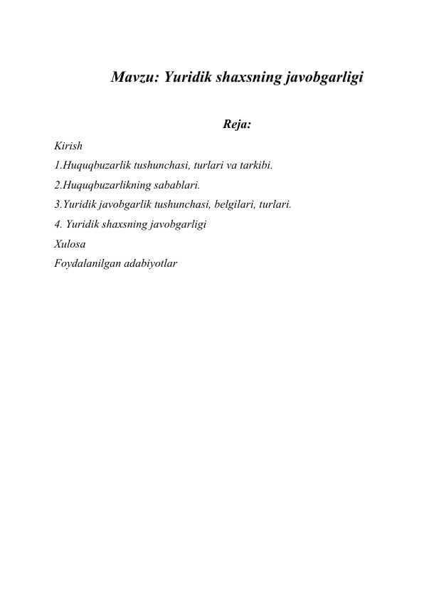 Yuridik shaxsning javobgarligi