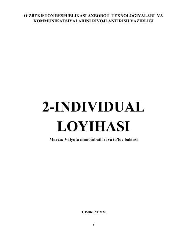 Valyuta munosabatlari va to’lov balansi