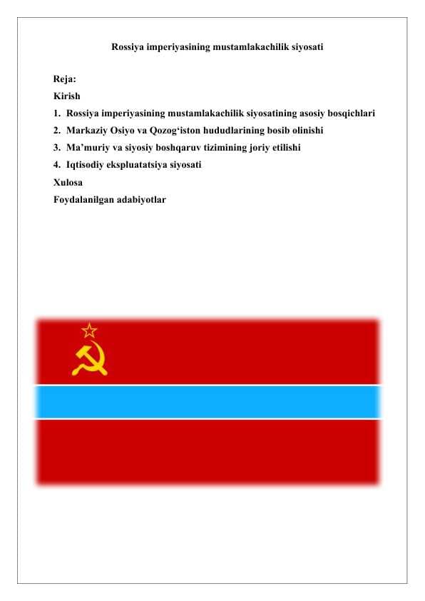 Rossiya imperiyasining mustamlakachilik siyosati 26