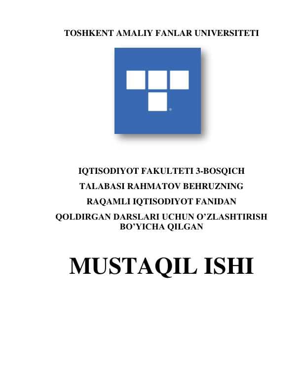 RAQAMLI IQTISODIYOT TUSHUNCHASI VA UNING AHAMIYATI