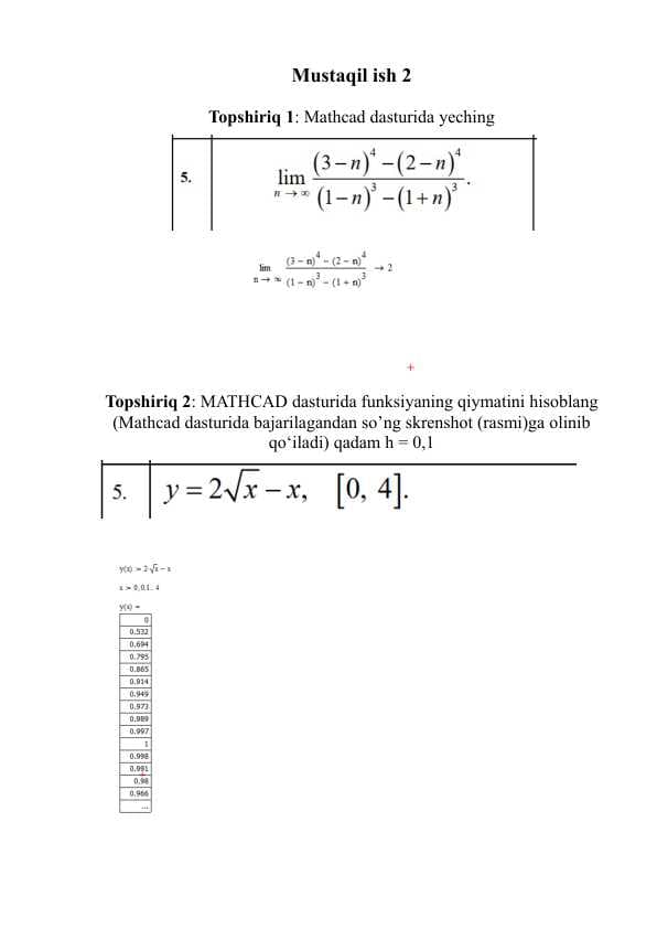 Mustaqil ish mathcad maple c++ blok sxema
