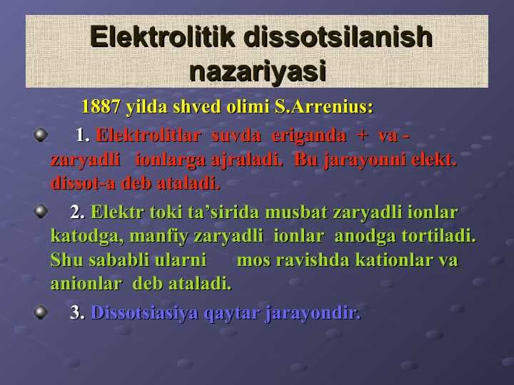 Elektrolitik dissotsilanish nazariyasi