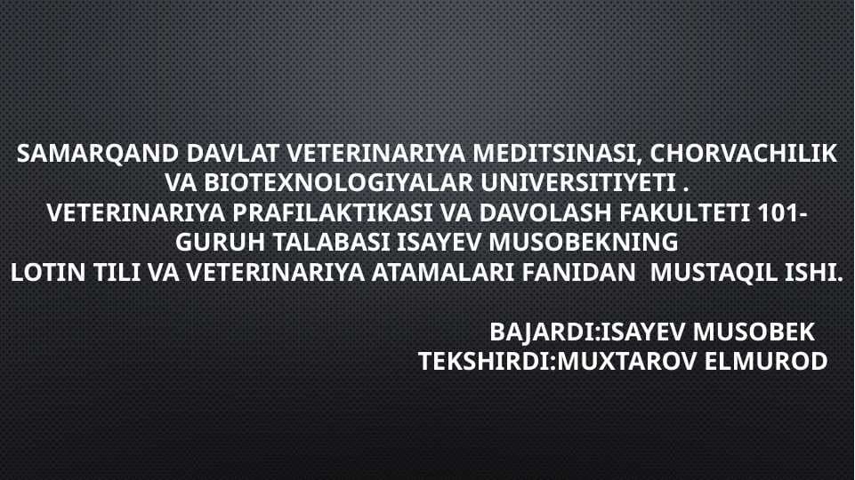 dori vositalari nomenkulaturasining yasalishi