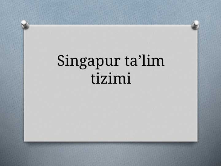 Singapur ta’lim tizimi