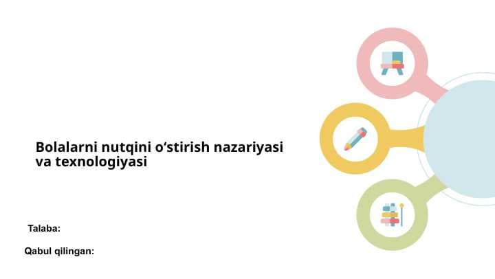 Bolalarni nutqini oʻstirish nazariyasi va texnologiyasi