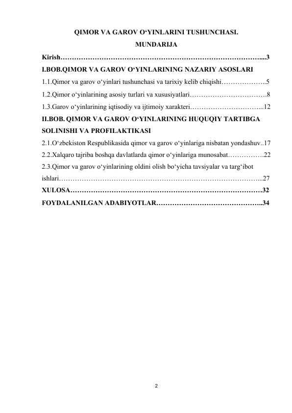 QIMOR VA GAROV O‘YINLARINI TUSHUNCHASI.