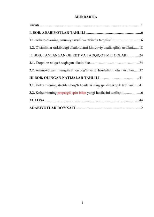 Alkaloidlarning umumiy tavsifi va tabiatda tarqalishi