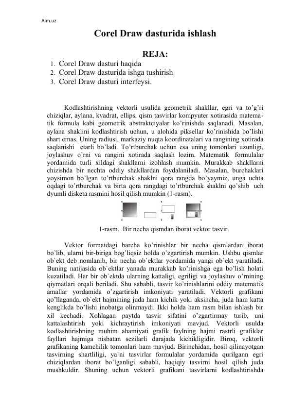 Corel Draw dasturida ishlash