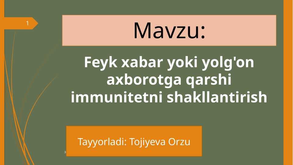 Feyk xabar yoki yolg'on axborotga qarshi immunitetni shakllantirish