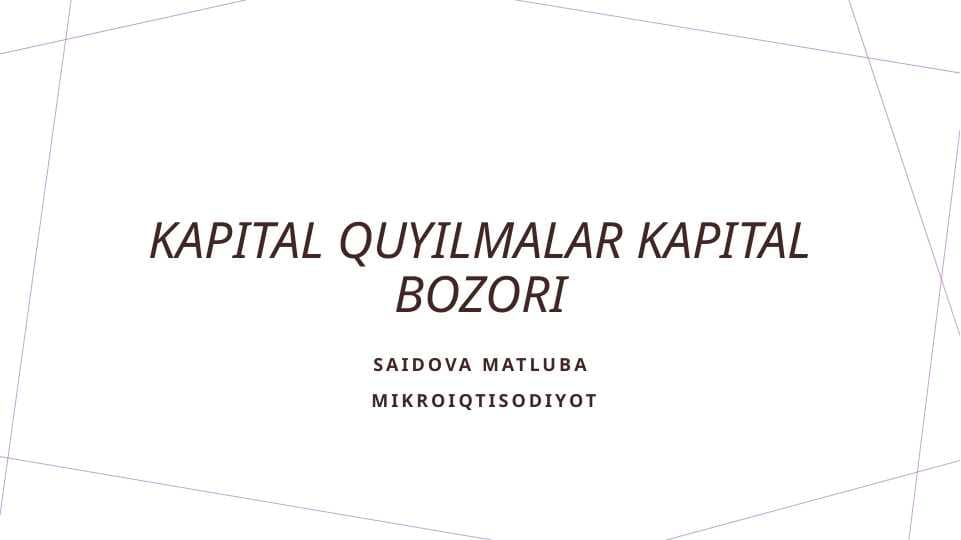 Kapital quyilmalar kapital bozori