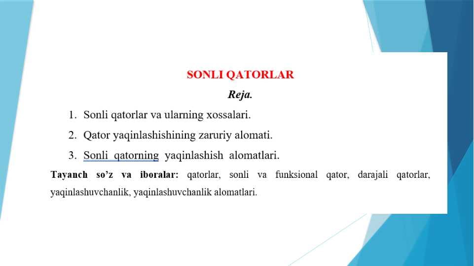 Sonli qatorlar