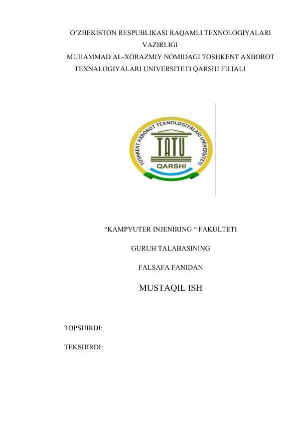 Falsafa mustaqil ish