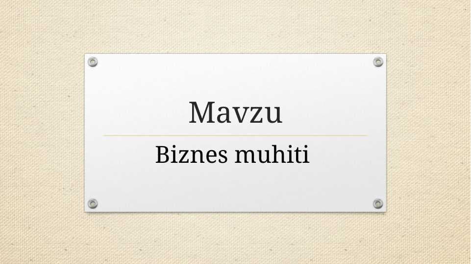 Biznes muhiti
