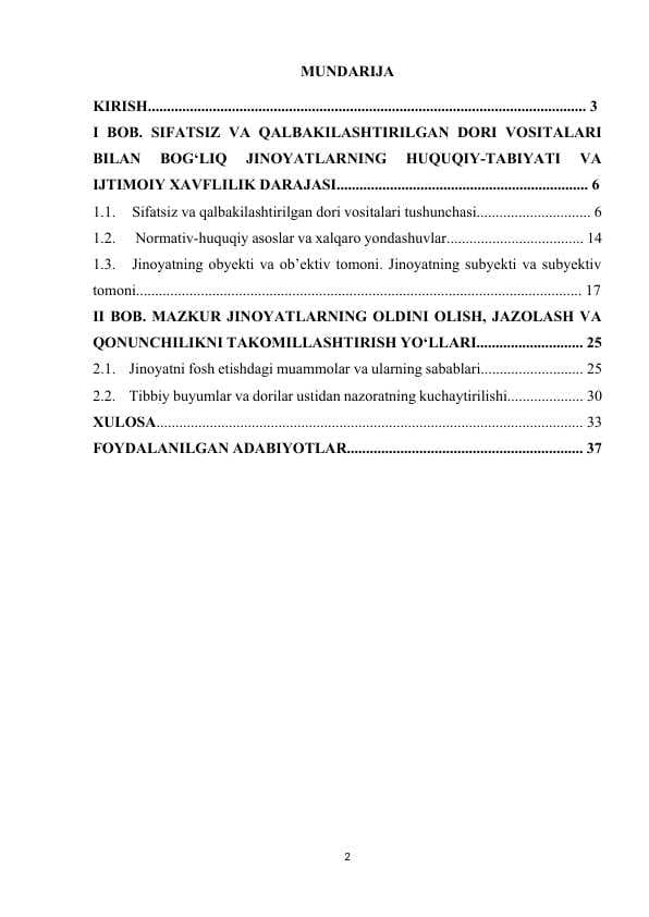 SIFATSIZ VA QALBAKILASHTIRILGAN DORI VOSITALARI BILAN BOG‘LIQ JINOYATLAR