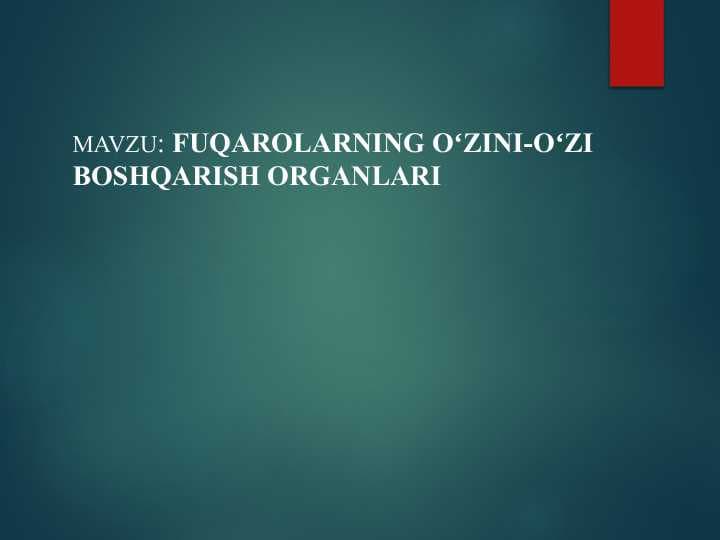 Fuqarolarning oʻzini oʻzi boshqarish organlari