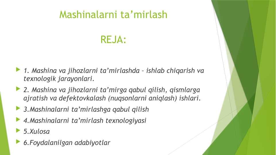 Mashinalarni ta’mirlash