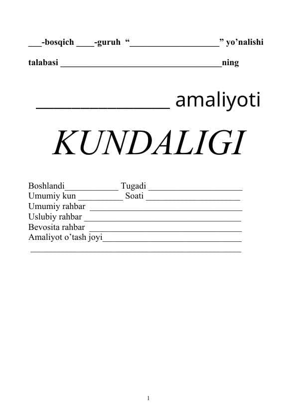 kundalik  Yillik yangi