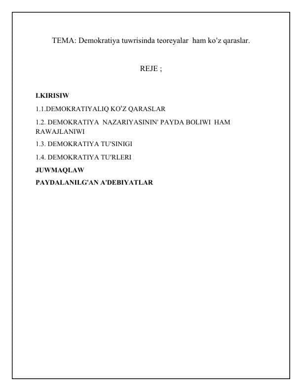 Demokratikaliq koz qaraslar