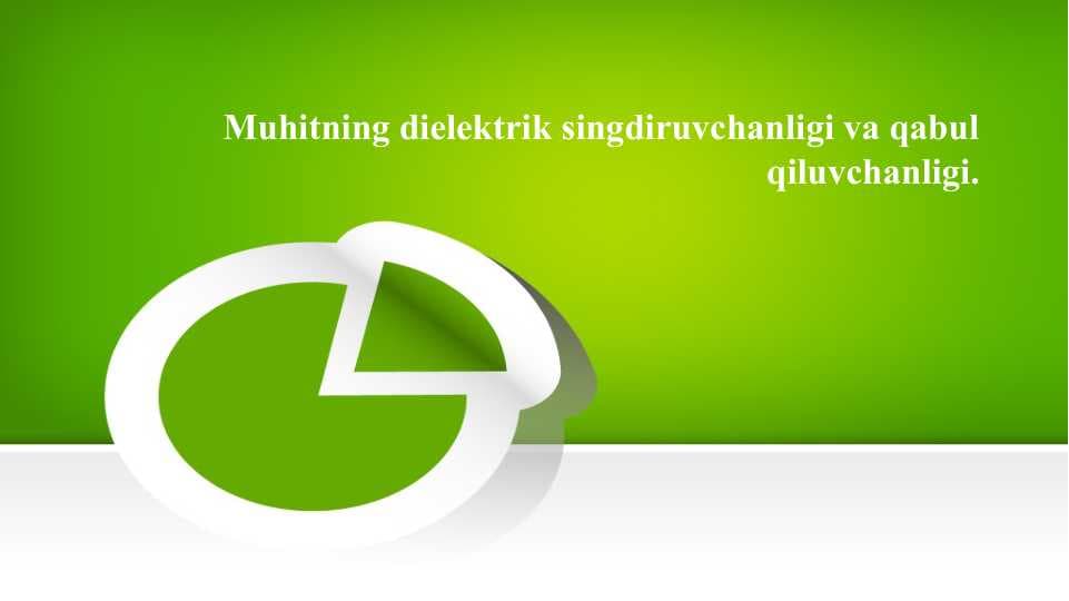 Muhitning dielektrik singdiruvchanligi va qabul qiluvchanligi.