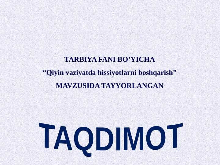 Qiyin vaziyatda hissiyotlarni boshqarish