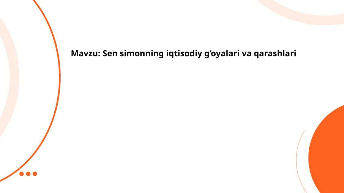 Sen simonning iqtisodiy g‘oyalari va qarashlari