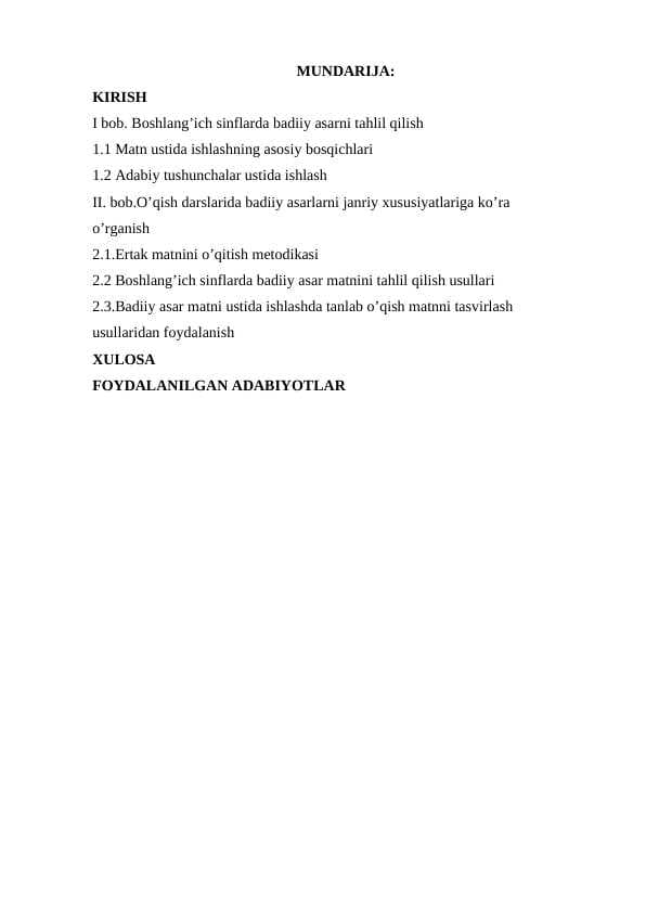Boshlang’ich sinflarda badiiy asar va matnni tahlil qilish