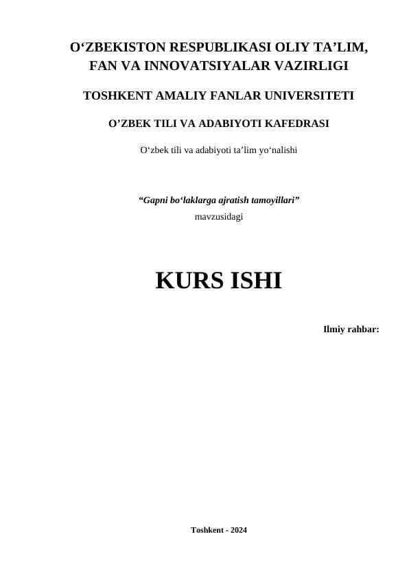Gapni bo‘laklarga ajratish tamoyillari