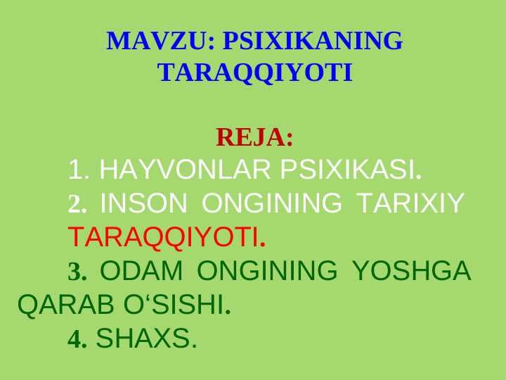 PSIXIKANING TARAQQIYOTI
