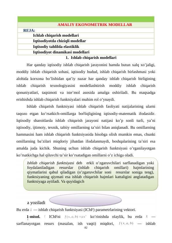AMALIY EKONOMETRIK MODELLAR