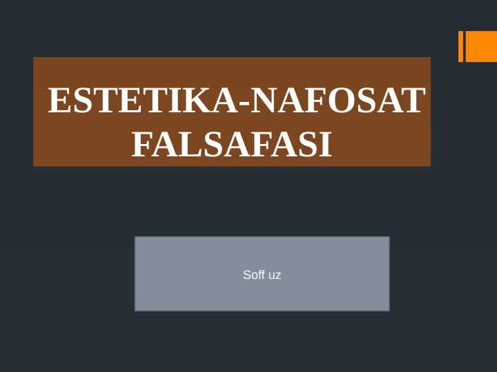 ESTETIKA-NAFOSAT FALSAFASI