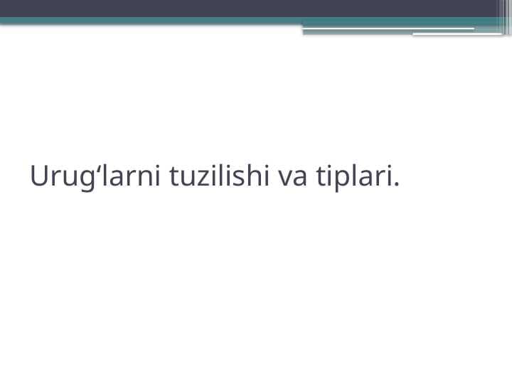 Urug‘larni tuzilishi va tiplari