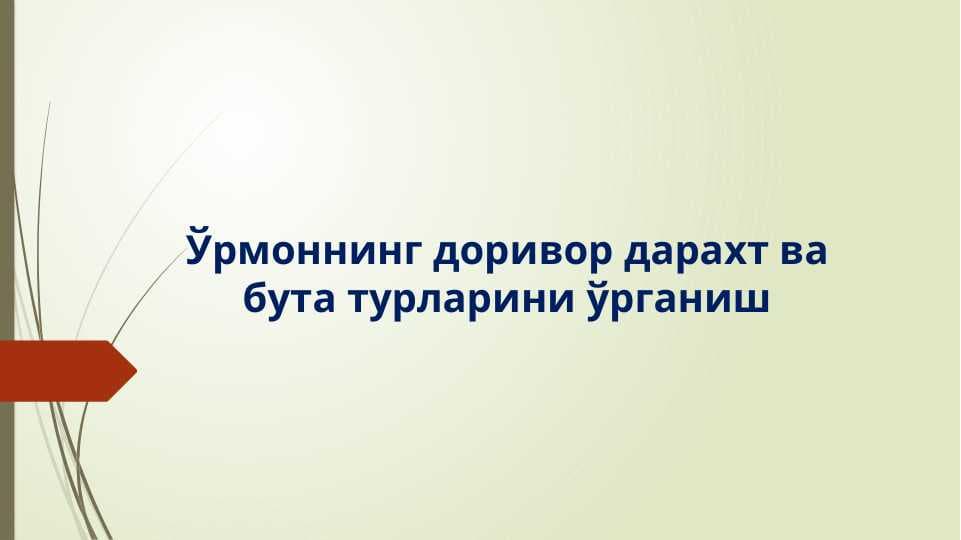Ўрмоннинг доривор дарахт ва бута турларини ўрганиш