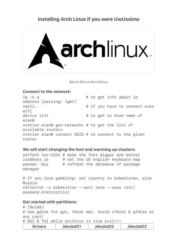 Arch Linux Installing