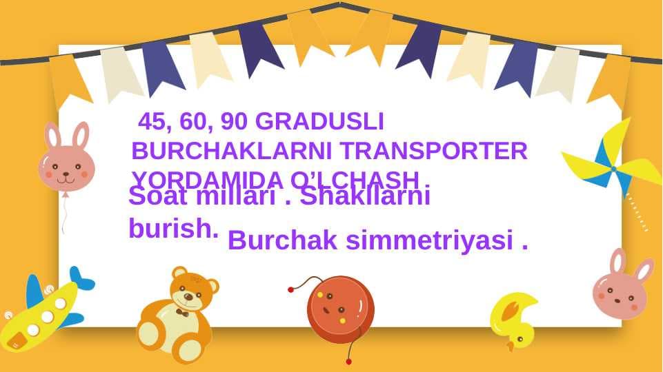 BURCHAKLARNI TRANSPORTER YORDAMIDA O’LCHASH
