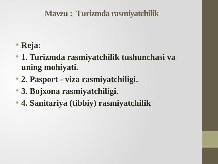 Turizmda rasmiyatchilik
