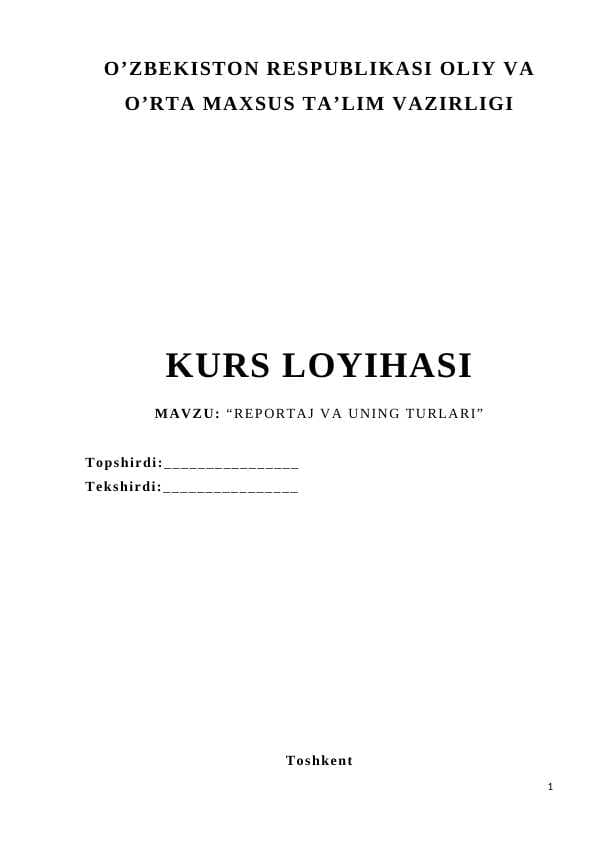 REPORTAJ VA UNING TURLARI