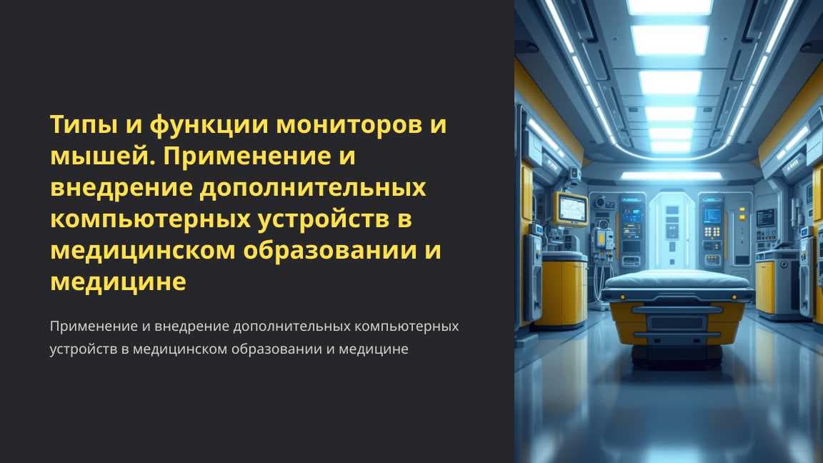 Типы и функции мониторов и мышей. Применение и внедрение дополнительных компьютерных устройств в медицинском образовании и медицине