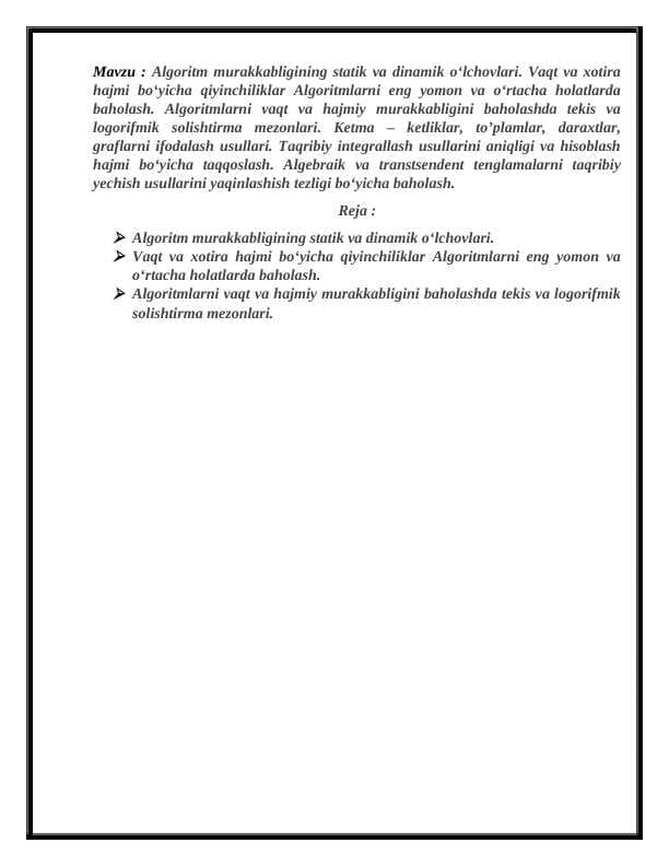 Algoritm murakkabligini baholash