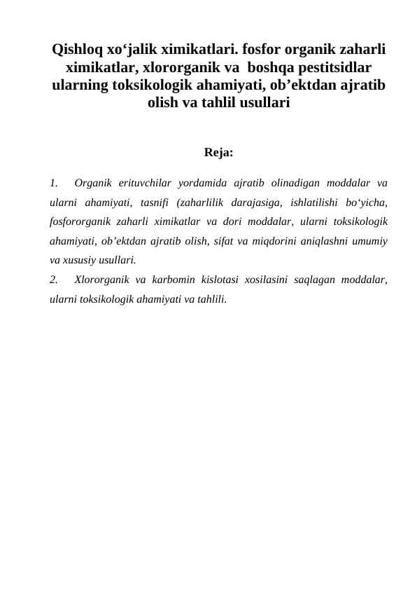 Qishloq xo‘jalik ximikatlari