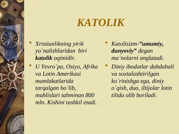 Katolik oqimi haqida ta'limot