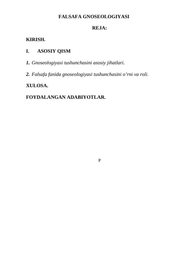 FALSAFA GNOSEOLOGIYASI