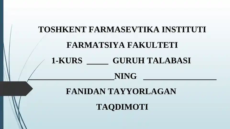 Shayana Farm farmatsevtika kompaniyasi. Taqdimot 10 bet.