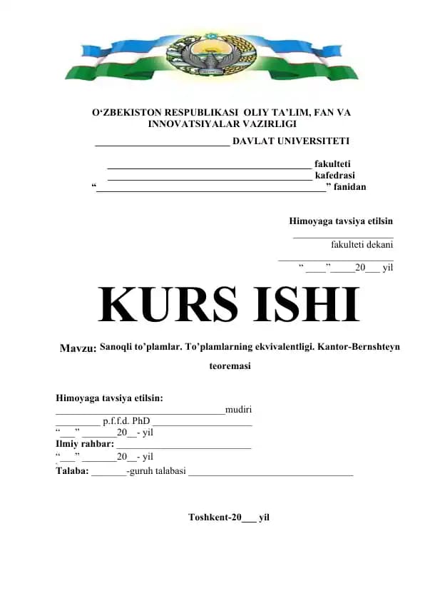 Sanoqli to’plamlar. To’plamlarning ekvivalentligi. Kantor-Bernshteyn teoremasi