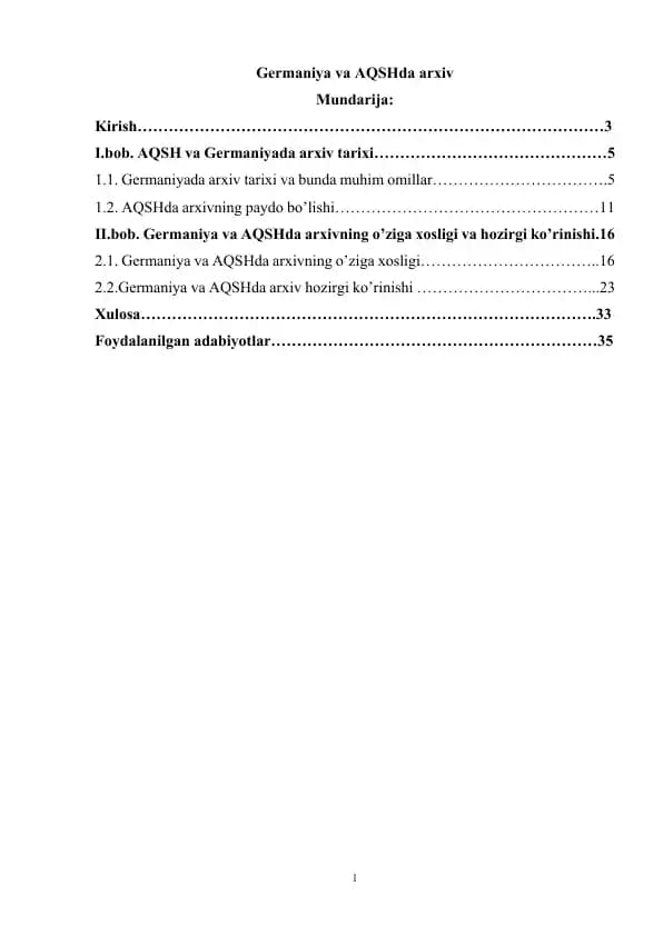 Germaniya va AQSHda arxiv ishi tarixi