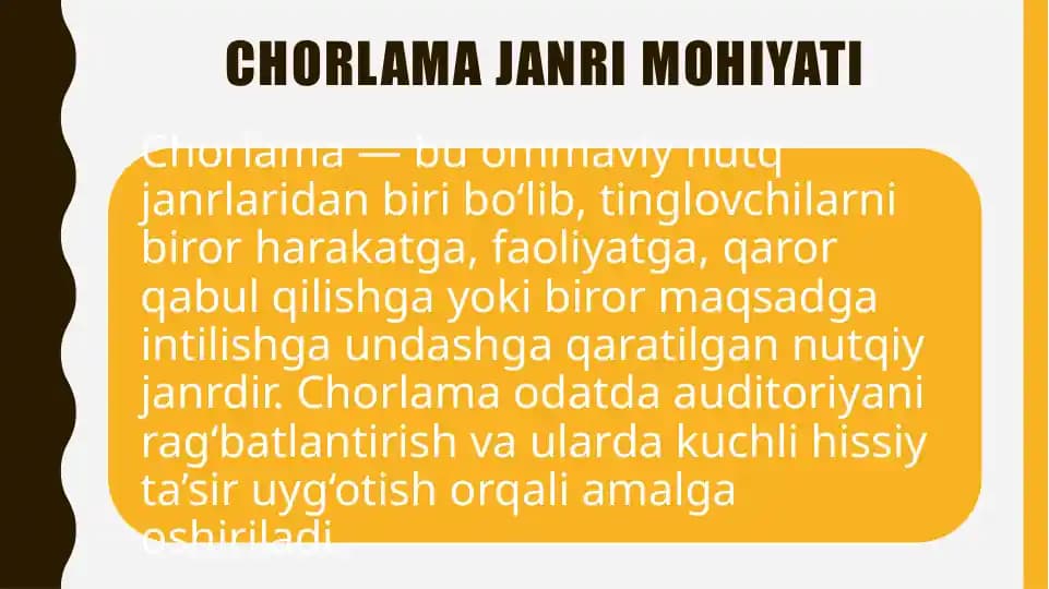 Chorlama janri mohiyati