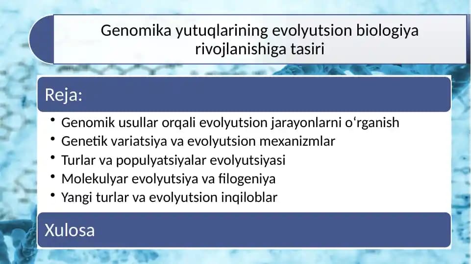 Genomika yutuqlarining evolyutsion biologiya rivojlanishiga tasiri
