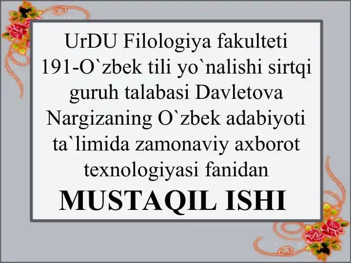 Til ta`limida interaktiv doskalar