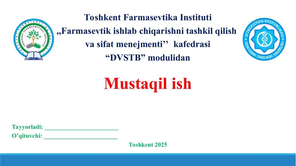 Sinov laboratoriyalarida sifatni ta’minlash. Taqdimot 16 bet.
