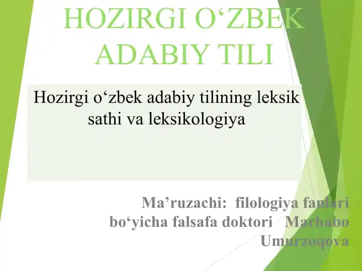 Hozirgi O‘zbek Adabiy Tili