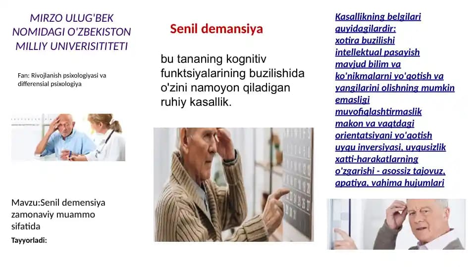 Senil demensiya zamonaviy muammo sifatida
